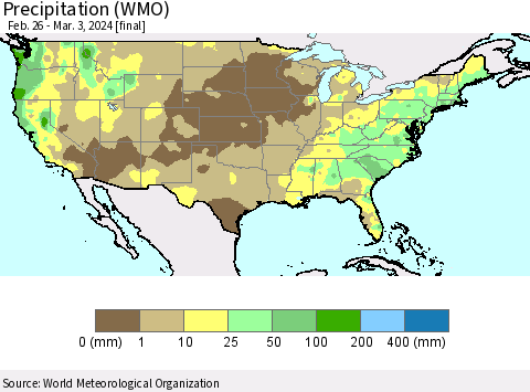United States Precipitation (WMO) Thematic Map For 2/26/2024 - 3/3/2024