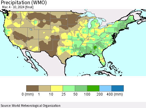 United States Precipitation (WMO) Thematic Map For 3/4/2024 - 3/10/2024