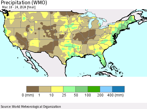 United States Precipitation (WMO) Thematic Map For 3/18/2024 - 3/24/2024