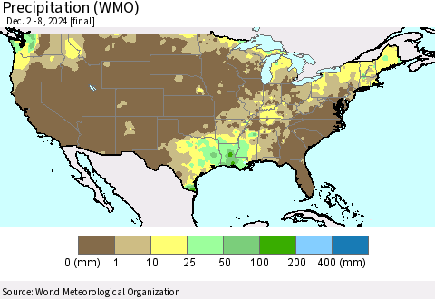 United States Precipitation (WMO) Thematic Map For 12/2/2024 - 12/8/2024