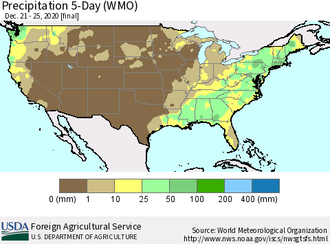 United States Precipitation 5-Day (WMO) Thematic Map For 12/21/2020 - 12/25/2020