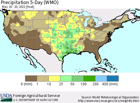 United States Precipitation 5-Day (WMO) Thematic Map For 5/16/2021 - 5/20/2021