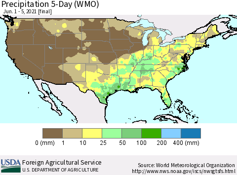 United States Precipitation 5-Day (WMO) Thematic Map For 6/1/2021 - 6/5/2021