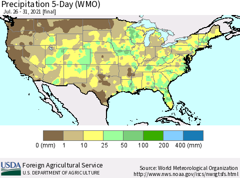 United States Precipitation 5-Day (WMO) Thematic Map For 7/26/2021 - 7/31/2021