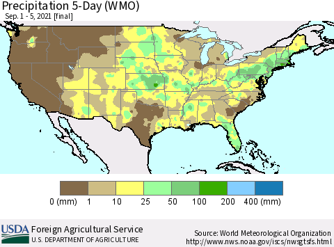 United States Precipitation 5-Day (WMO) Thematic Map For 9/1/2021 - 9/5/2021