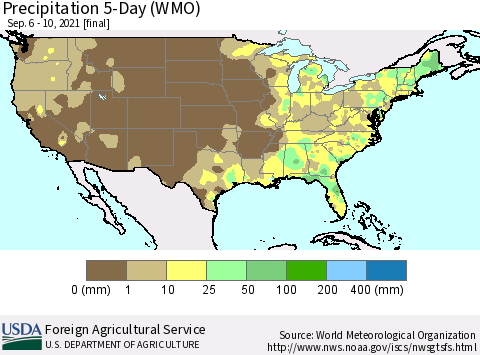 United States Precipitation 5-Day (WMO) Thematic Map For 9/6/2021 - 9/10/2021