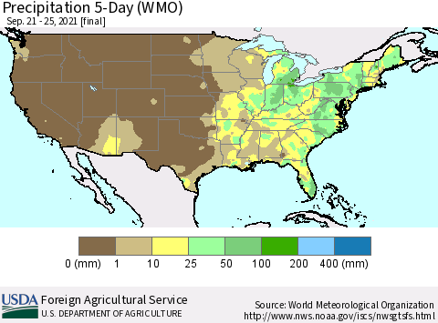 United States Precipitation 5-Day (WMO) Thematic Map For 9/21/2021 - 9/25/2021