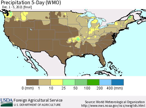 United States Precipitation 5-Day (WMO) Thematic Map For 12/1/2021 - 12/5/2021