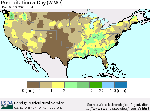 United States Precipitation 5-Day (WMO) Thematic Map For 12/6/2021 - 12/10/2021