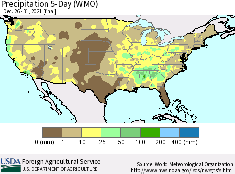 United States Precipitation 5-Day (WMO) Thematic Map For 12/26/2021 - 12/31/2021