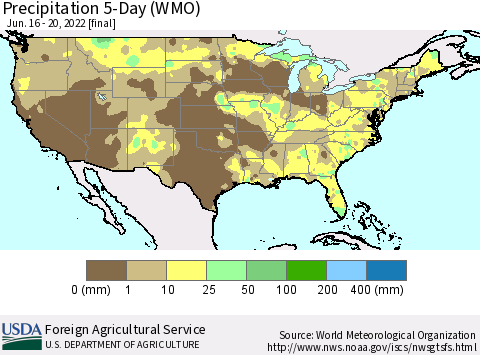 United States Precipitation 5-Day (WMO) Thematic Map For 6/16/2022 - 6/20/2022