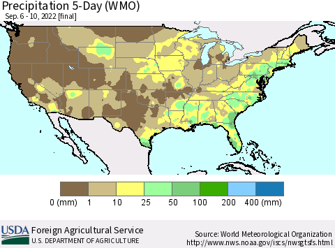 United States Precipitation 5-Day (WMO) Thematic Map For 9/6/2022 - 9/10/2022