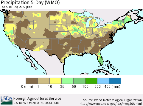 United States Precipitation 5-Day (WMO) Thematic Map For 9/16/2022 - 9/20/2022