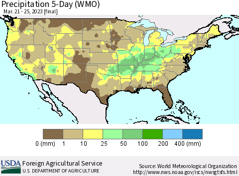 United States Precipitation 5-Day (WMO) Thematic Map For 3/21/2023 - 3/25/2023