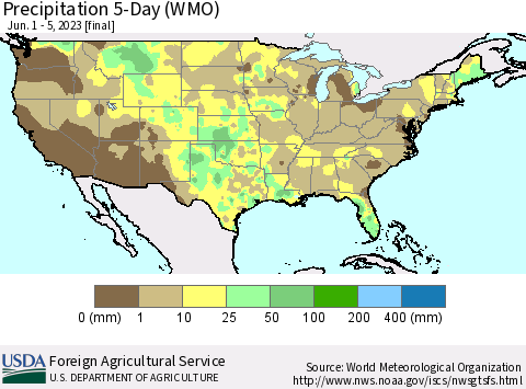 United States Precipitation 5-Day (WMO) Thematic Map For 6/1/2023 - 6/5/2023