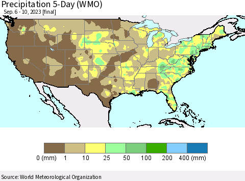 United States Precipitation 5-Day (WMO) Thematic Map For 9/6/2023 - 9/10/2023