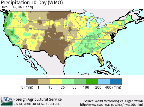 United States Precipitation 10-Day (WMO) Thematic Map For 12/6/2021 - 12/15/2021