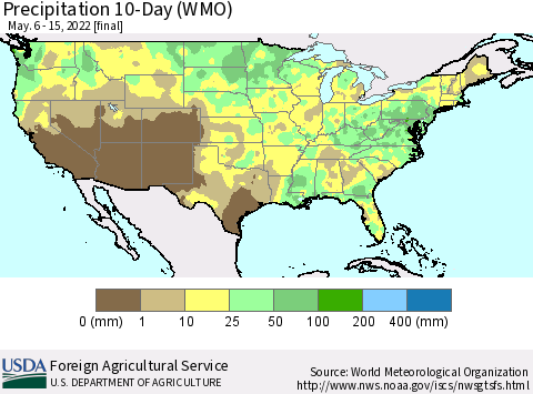 United States Precipitation 10-Day (WMO) Thematic Map For 5/6/2022 - 5/15/2022