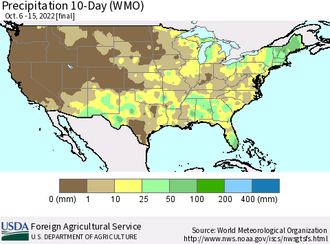 United States Precipitation 10-Day (WMO) Thematic Map For 10/6/2022 - 10/15/2022