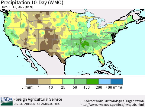 United States Precipitation 10-Day (WMO) Thematic Map For 12/6/2022 - 12/15/2022