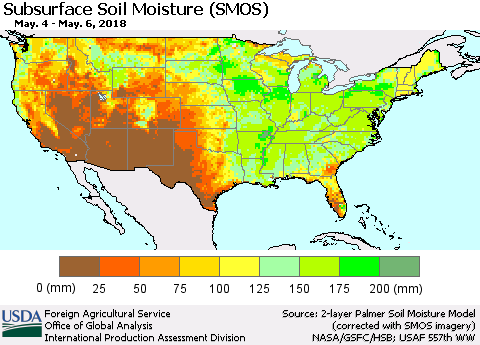 United States Subsurface Soil Moisture (SMOS) Thematic Map For 4/30/2018 - 5/6/2018