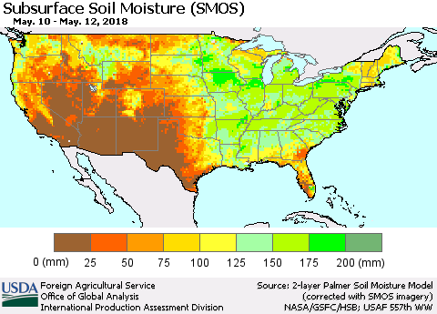United States Subsurface Soil Moisture (SMOS) Thematic Map For 5/7/2018 - 5/13/2018
