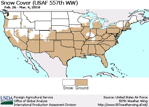 United States Snow Cover (USAF 557th WW) Thematic Map For 2/26/2018 - 3/4/2018
