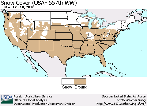 United States Snow Cover (USAF 557th WW) Thematic Map For 3/12/2018 - 3/18/2018