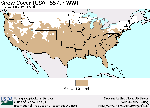 United States Snow Cover (USAF 557th WW) Thematic Map For 3/19/2018 - 3/25/2018