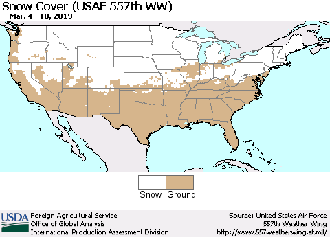 United States Snow Cover (USAF 557th WW) Thematic Map For 3/4/2019 - 3/10/2019