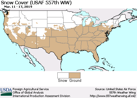 United States Snow Cover (USAF 557th WW) Thematic Map For 3/11/2019 - 3/17/2019
