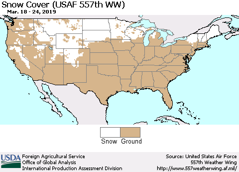United States Snow Cover (USAF 557th WW) Thematic Map For 3/18/2019 - 3/24/2019