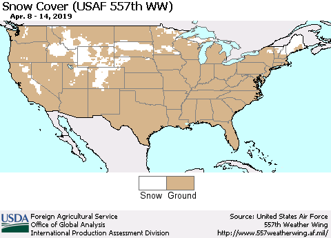 United States Snow Cover (USAF 557th WW) Thematic Map For 4/8/2019 - 4/14/2019