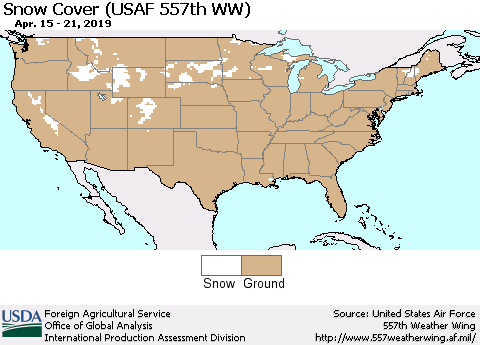 United States Snow Cover (USAF 557th WW) Thematic Map For 4/15/2019 - 4/21/2019