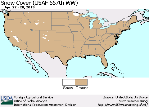 United States Snow Cover (USAF 557th WW) Thematic Map For 4/22/2019 - 4/28/2019
