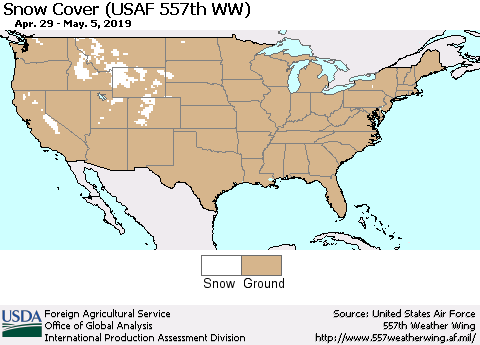 United States Snow Cover (USAF 557th WW) Thematic Map For 4/29/2019 - 5/5/2019