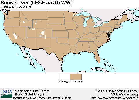 United States Snow Cover (USAF 557th WW) Thematic Map For 5/6/2019 - 5/12/2019