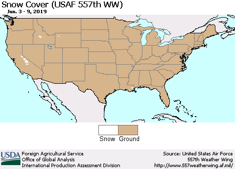 United States Snow Cover (USAF 557th WW) Thematic Map For 6/3/2019 - 6/9/2019