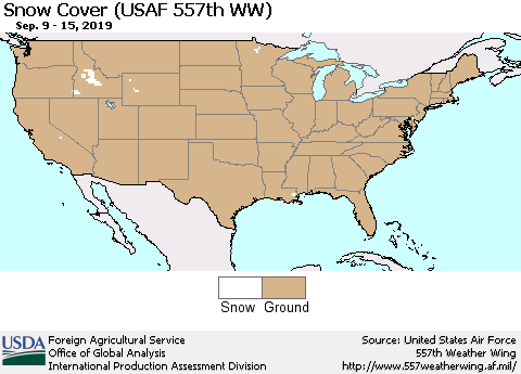 United States Snow Cover (USAF 557th WW) Thematic Map For 9/9/2019 - 9/15/2019