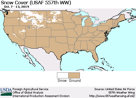 United States Snow Cover (USAF 557th WW) Thematic Map For 10/7/2019 - 10/13/2019