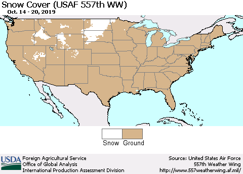 United States Snow Cover (USAF 557th WW) Thematic Map For 10/14/2019 - 10/20/2019