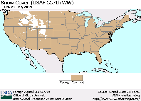 United States Snow Cover (USAF 557th WW) Thematic Map For 10/21/2019 - 10/27/2019