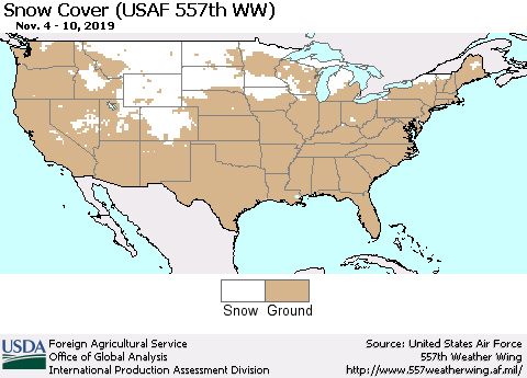 United States Snow Cover (USAF 557th WW) Thematic Map For 11/4/2019 - 11/10/2019