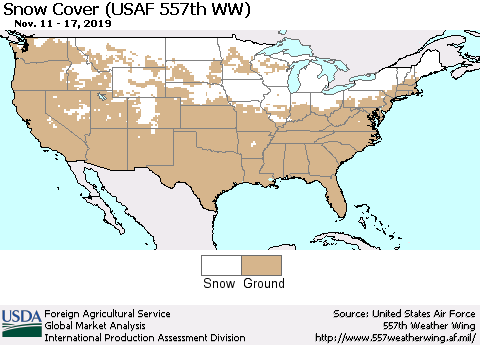 United States Snow Cover (USAF 557th WW) Thematic Map For 11/11/2019 - 11/17/2019