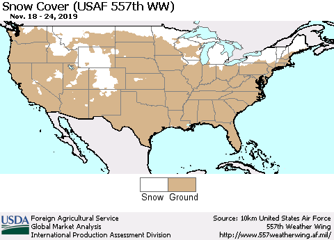 United States Snow Cover (USAF 557th WW) Thematic Map For 11/18/2019 - 11/24/2019