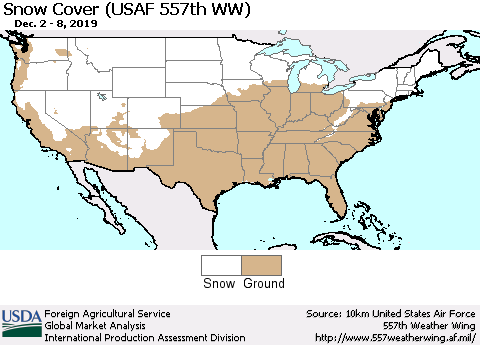 United States Snow Cover (USAF 557th WW) Thematic Map For 12/2/2019 - 12/8/2019