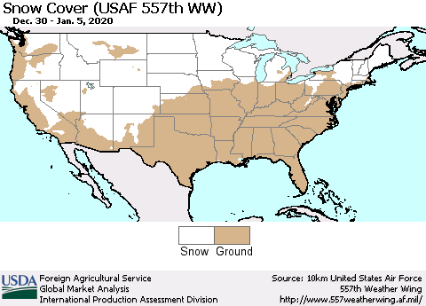 United States Snow Cover (USAF 557th WW) Thematic Map For 12/30/2019 - 1/5/2020