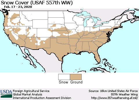 United States Snow Cover (USAF 557th WW) Thematic Map For 2/17/2020 - 2/23/2020