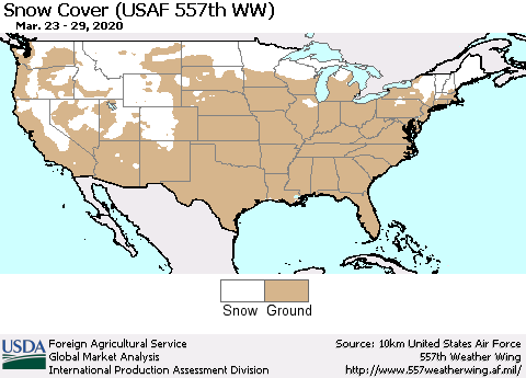 United States Snow Cover (USAF 557th WW) Thematic Map For 3/23/2020 - 3/29/2020
