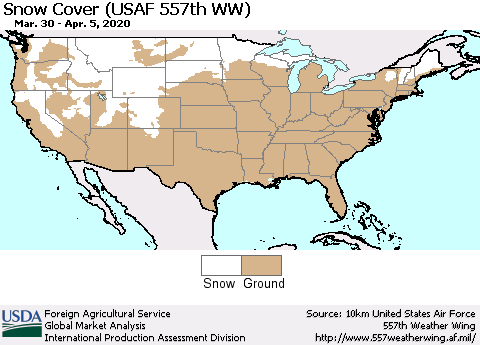 United States Snow Cover (USAF 557th WW) Thematic Map For 3/30/2020 - 4/5/2020